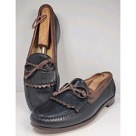 Allen Edmonds Woodstock Loafers Tassel Kiltie Black Brown Leather 10.5 C EUC! - Picture 1 of 16